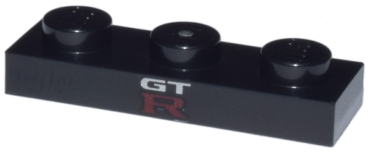 3623pb024 - Plate 1 x 3 with White 'GT' and Red Capital Letter R Pattern
