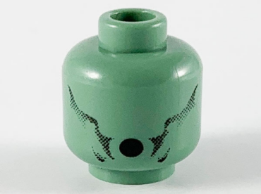 3626pb0208 - Minifigure, Head Alien with Black Oval Open Mouth and Faded Cheek Lines Pattern