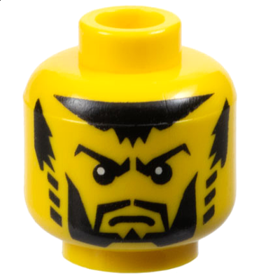 3626pb0217 - Minifigure, Head Beard Black with Trimmed Chin, Full Cheeks, Striped Sideburns, Scowl Eyebrows, Pupils Pattern (Shadow Knight)