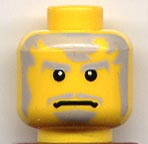 3626pb0223 - Minifigure, Head Beard and Messy Gray Hair, Wide Frown, White Pupils Pattern (The Guardian)