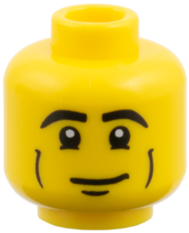 3626pb0426 - Minifigure, Head Male Black Eyebrows, Cheek Lines and White Pupils Pattern