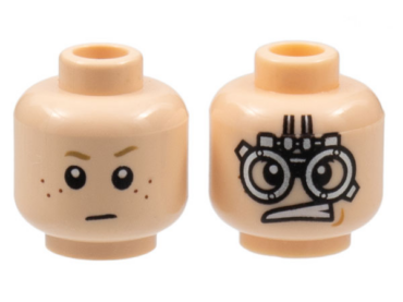 3626pb0624 - Minifigure, Head Dual Sided Child Freckles, White Pupils / SW Podracer Goggles Pattern