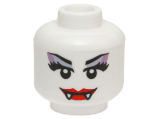 3626pb1404 - Minifigure, Head Alien Female Vampire with Red Lips, Fangs, and Lavender and Medium Lavender Eye Shadow Pattern