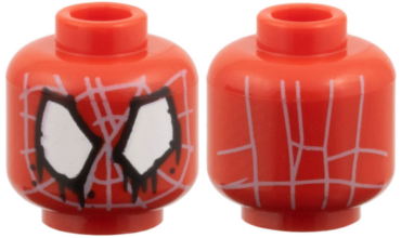 3626pb3943 - Minifigure, Head Alien with Spider-Man Light Bluish Gray Webbing, Large Irregular White Eyes with Black Borders and Paint Drips Pattern