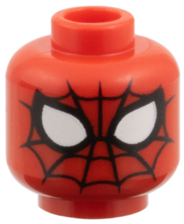 3626pb3958 - Minifigure, Head Alien with Spider-Man Black Webbing Simple, Large White Eyes with Black Borders Pattern