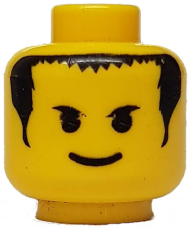 3626px16 - Minifigure, Head Male Smile, Black Eyebrows, Short Bangs and Long Hair Pattern