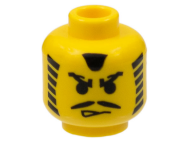 3626px8 - Minifigure, Head Moustache Angry Eyebrows and Striped Sideburns Pattern
