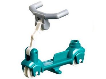36273c01 - Kick Scooter with White Wheels, White Steering Link, and Light Bluish Gray Angular Handlebars (36273 / 3464 / 30377 / 98397)