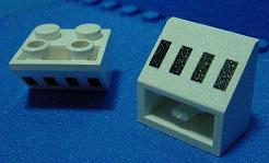 3660pb002 - Slope, Inverted 45 2 x 2 with Flat Bottom Pin with 4 Black Rectangles (Ferry Windows) Pattern