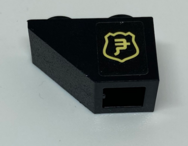 3665pb009L - Slope, Inverted 45 2 x 1 with Yellow Ninjago Logogram in Shield Pattern Model Left Side (Sticker) - Set 70607