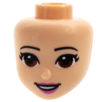 37291 - Mini Doll, Head Friends with Brown Eyes, Dark Pink Lips and Open Mouth Pattern