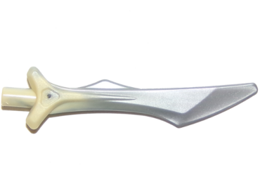 37680pb01 - Minifigure, Weapon Sword, Blade with Bar and Spike on Side with Marbled Flat Silver Pattern