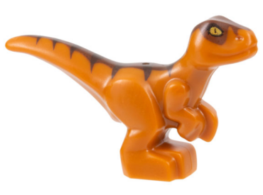 37829pb01 - Dinosaur Baby Standing with Reddish Brown Back, Dark Brown Stripes, and Yellow Eyes Pattern