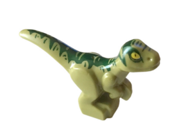 37829pb05 - Dinosaur Baby Standing with Dark Green Markings and Yellow Eyes Pattern (Jurassic World Charlie)