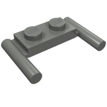 3839b - Plate, Modified 1 x 2 with Bar Handles - Flat Ends, Low Attachment