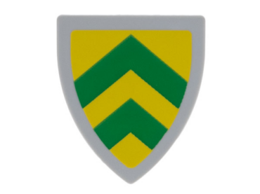 3846pb059 - Minifigure, Shield Triangular with Green Chevrons on Yellow Background Pattern