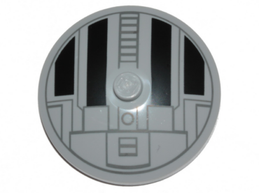 3960pb051 - Dish 4 x 4 Inverted (Radar) with Solid Stud with Star Wars TIE Hatch Black and Dark Bluish Gray Pattern