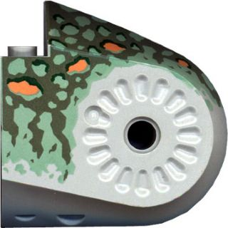 40373pb04 - Dinosaur Body Quarter with Pin Holes with Dark Gray, Dark Green, Medium Orange, and Sand Green Markings Spotted Pattern