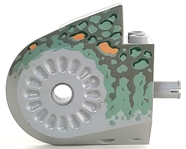 40374pb04 - Dinosaur Body Quarter with Pins with Dark Gray, Dark Green, Medium Orange, and Sand Green Markings Spotted Pattern