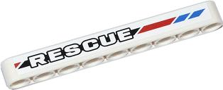 40490pb010L - Technic, Liftarm Thick 1 x 9 with 'RESCUE' and Red and Blue Diagonal Stripes Pattern Model Left (Sticker) - Set 42020