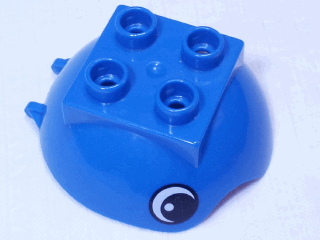 40711pb01 - Duplo Ball Tube Cover with Hinge, 2 x 2 Studs, and Wavy Edge with Eyes Pattern