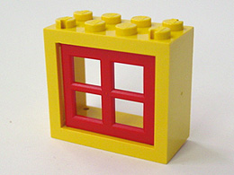 4132c01 - Window 2 x 4 x 3 - Solid Studs with Red Pane (4132 / 4133)