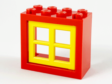 4132c02 - Window 2 x 4 x 3 - Solid Studs with Yellow Pane (4132 / 4133)