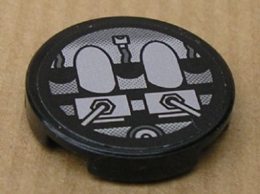 4150pb067 - Tile, Round 2 x 2 with Gray and Black Machinery Pattern (Sticker) - Set 8634