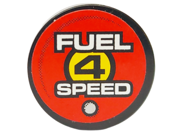4150pb088 - Tile, Round 2 x 2 with 'FUEL 4 SPEED' on Red Background Pattern (Sticker) - Set 8126