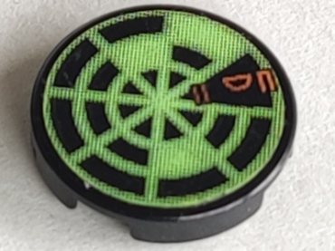 4150pb102 - Tile, Round 2 x 2 with Neon Green Radar Type 4 Pattern (Sticker) - Sets 7691 / 7693