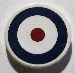 4150pb126 - Tile, Round 2 x 2 with Roundel, Dark Blue Circle and Dark Red Dot Pattern (Sticker) - Set 7307