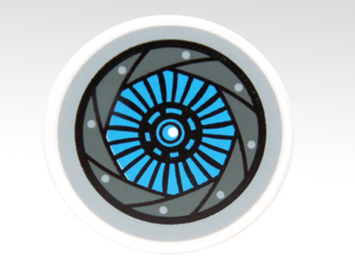 4150pb128 - Tile, Round 2 x 2 with Medium Azure and Gray Aperture Pattern (Sticker) - Set 70003