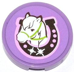 4150pb141 - Tile, Round 2 x 2 with Horse Head in Horseshoe Pattern (Sticker) - Set 3185