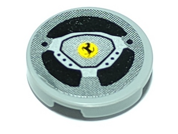 4150pb194 - Tile, Round 2 x 2 with Steering Wheel with Ferrari Logo Pattern (Sticker) - Set 8156