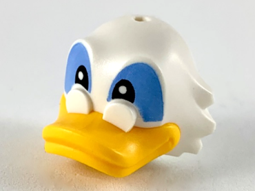 41599pb01 - Minifigure, Head, Modified Duck with Side Tufts and Glasses, Bright Light Orange Bill and Black and Medium Blue Eyes Pattern (Scrooge)