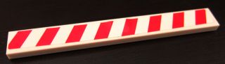 4162pb056 - Tile 1 x 8 with Red and White Danger Stripes Pattern (Sticker) - Set 8147