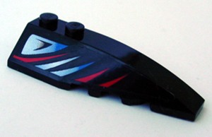 41747pb026 - Wedge 6 x 2 Right with Sleek Red and Bluish Silver Pattern (Sticker) - Set 8669