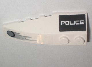 41747pb029 - Wedge 6 x 2 Right with 'POLICE' on Black Background and Hole with Flames Pattern (Stickers) - Set 5969