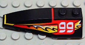 41748pb014 - Wedge 6 x 2 Left with Red/Yellow/White Flame and 99 Pattern