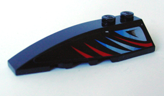 41748pb026 - Wedge 6 x 2 Left with Sleek Red and Bluish Silver Pattern (Sticker) - Set 8669