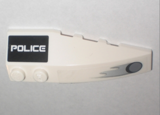 41748pb029 - Wedge 6 x 2 Left with 'POLICE' on Black Background and Hole with Flames Pattern (Stickers) - Set 5969