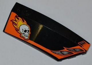41749pb013 - Wedge 8 x 3 x 2 Open Right with Headlights, Skull and Yellow Flames Pattern (Stickers) - Set 7971