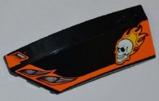 41750pb013 - Wedge 8 x 3 x 2 Open Left with Headlights, Skull and Yellow Flames Pattern (Stickers) - Set 7971