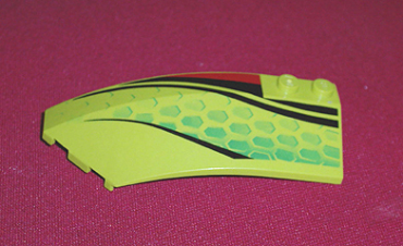 41750px2 - Wedge 8 x 3 x 2 Open Left with Red and Black Stripes and Green Scales Pattern