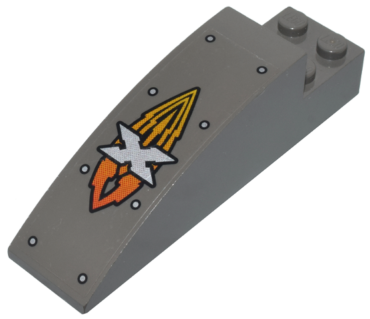 41766pb02 - Slope, Curved 8 x 2 x 2 with 4 Recessed Studs with Island Xtreme Stunts Logo Pattern (Sticker) - Set 6738