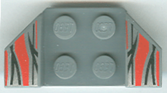 41854pb13 - Vehicle, Mudguard 2 x 4 with Flared Wings with Black, Red, and Silver Flame Tips Pattern