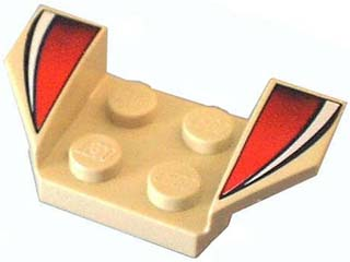 41854px3 - Vehicle, Mudguard 2 x 4 with Flared Wings with White Stripe and Red/Black Fade Pattern