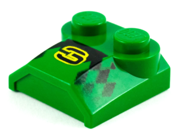 41855pb01 - Slope, Curved 2 x 2 x 2/3 with 2 Studs and Curved Sides, Lip End with '3' and Checkered Pattern