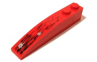 42022pb17 - Slope, Curved 6 x 1 with Black Damage and Bullet Holes Pattern (Sticker) - Set 5973