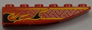 42023pb002L - Slope, Curved 6 x 1 Inverted with Black Flames and Geometric Pattern Model Left (Sticker) - Set 8227